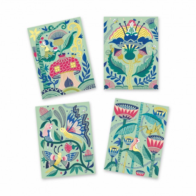 Wydrapywanka pastelowa Djeco - Tajemniczy ogród