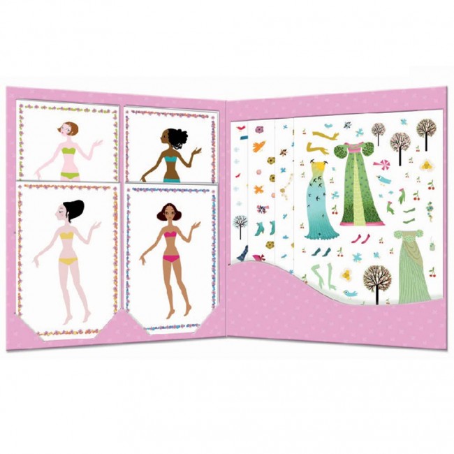 Zestaw z naklejkami Djeco - Ubrania sezonowe