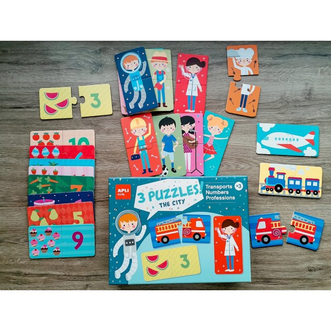 Zestaw puzzli dwuelementowych Apli Kids - Miasto 3+