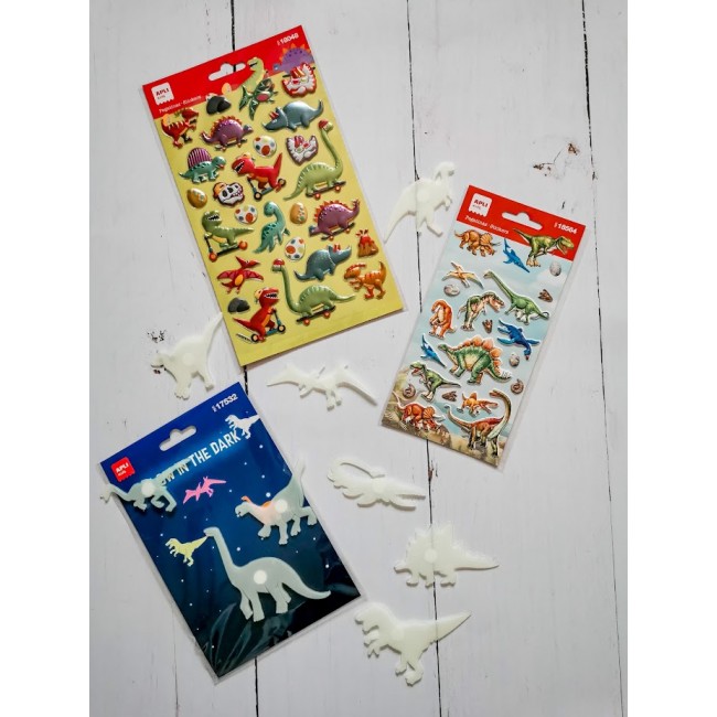 Fluorescencyjne naklejki Apli Kids - Dinozaury 9 sztuk