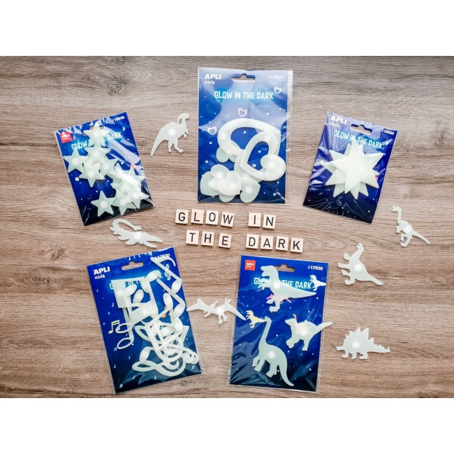 Fluorescencyjne naklejki Apli Kids - Dinozaury 9 sztuk