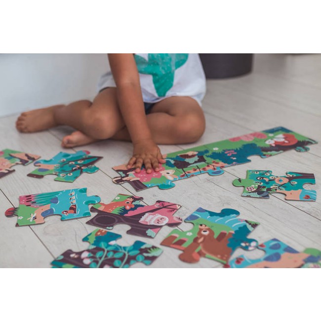 Świecące puzzle z mini-lampką UV Janod - Las 24 elementy 3+