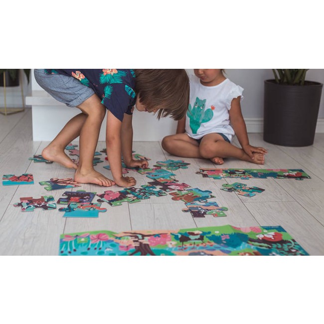 Świecące puzzle z mini-lampką UV Janod - Las 24 elementy 3+