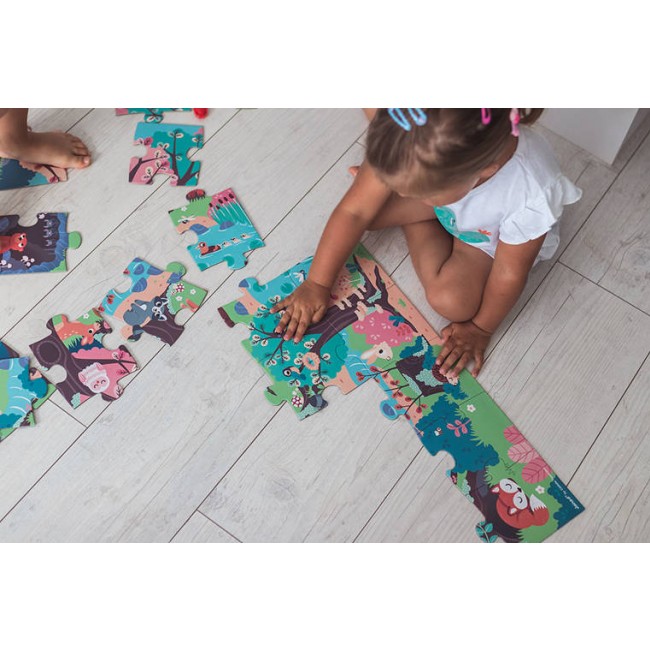 Świecące puzzle z mini-lampką UV Janod - Las 24 elementy 3+