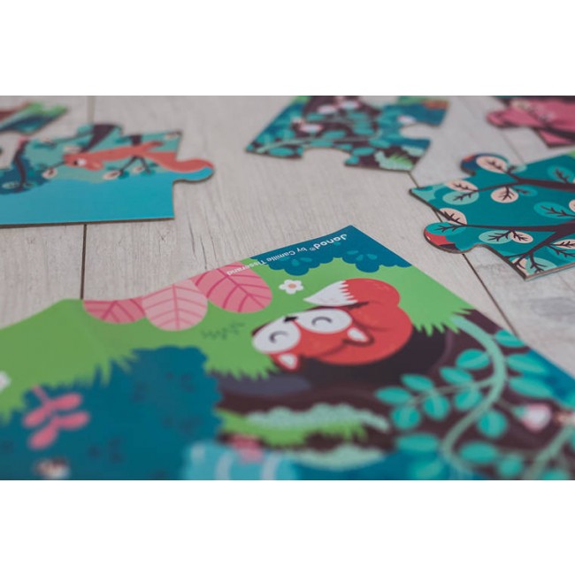 Świecące puzzle z mini-lampką UV Janod - Las 24 elementy 3+