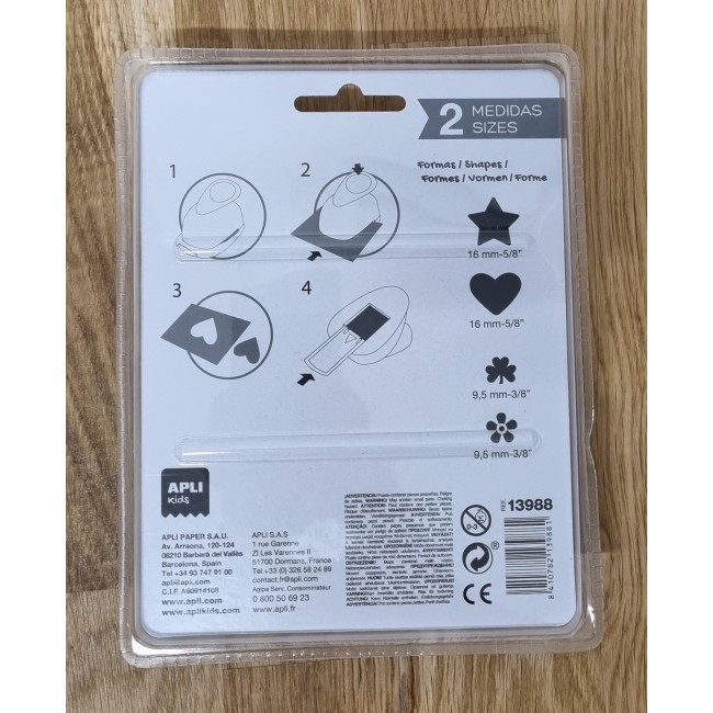 Zestaw ozdobnych dziurkaczy do papieru Apli Kids - 4 wzory