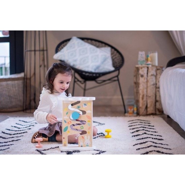 Drewniany tor zjeżdżalnia z dzwoneczkiem Janod - Pure