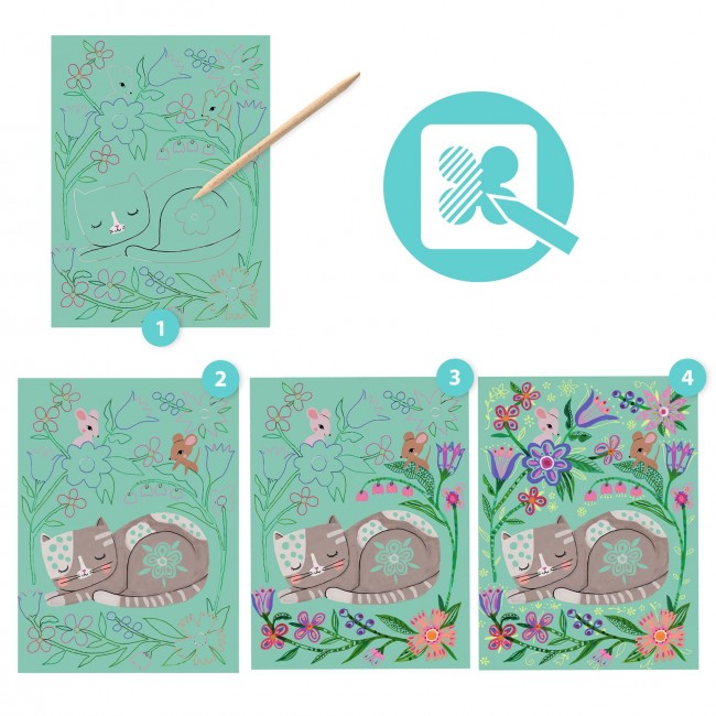 Wydrapywanka Djeco - Spotkania zwierzątek