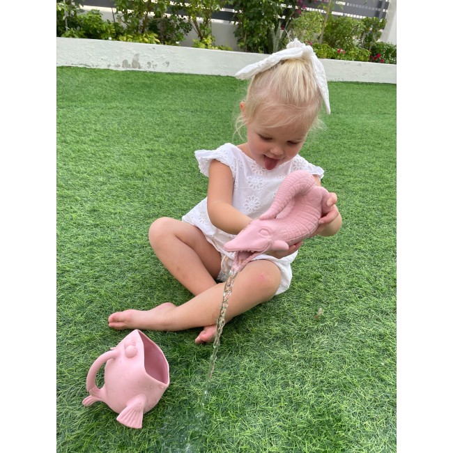 Silikonowa Konewka Krokodyl Scrunch - Pudrowy Róż