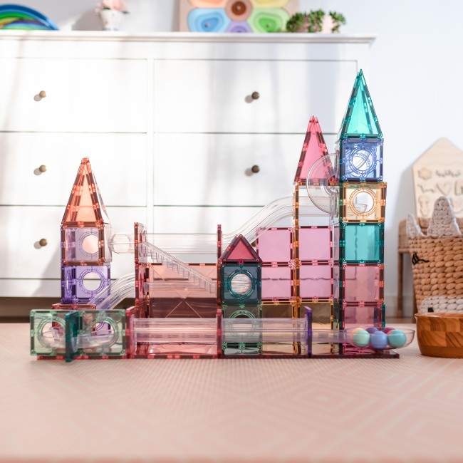 Klocki magnetyczne kulodrom Connetix - Pastel Ball Run Pack 106 el.