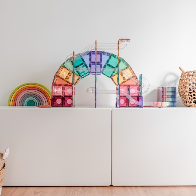 Klocki magnetyczne kulodrom Connetix - Pastel Ball Run Pack 106 el.