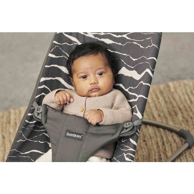 Leżaczek BABYBJORN BLISS COTTON - Antracyt/Landscape Print