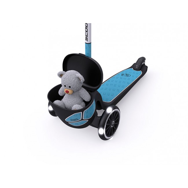 Hulajnoga trójkołowa ze świecącymi kółkami i odblaskową kierownicą 2+ SCOOTANDRIDE Highwaykick 2 Lifestyle - Reflective Steel