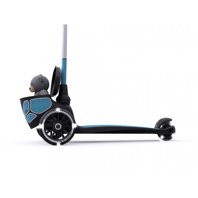 Hulajnoga trójkołowa ze świecącymi kółkami i odblaskową kierownicą 2+ SCOOTANDRIDE Highwaykick 2 Lifestyle - Reflective Steel