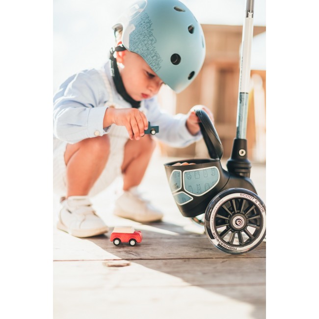 Hulajnoga trójkołowa ze świecącymi kółkami i odblaskową kierownicą 2+ SCOOTANDRIDE Highwaykick 2 Lifestyle - Reflective Steel