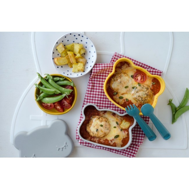 Silikonowa miseczka z przyssawką i pokrywką Miś We Might Be Tiny - Yellow