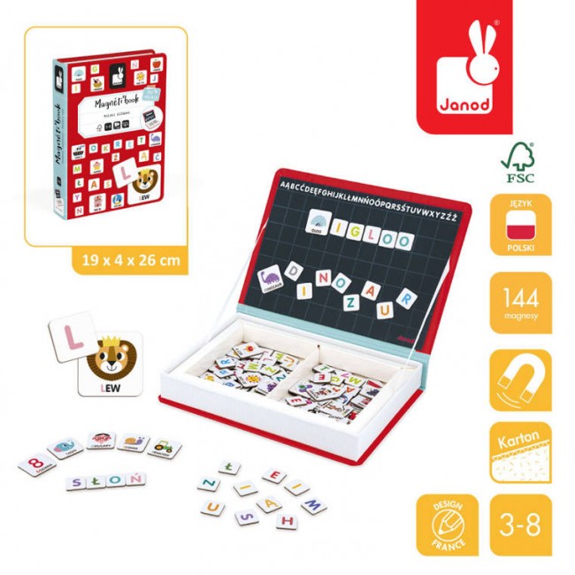 Magnetyczna układanka Magnetibook Janod - Polski Alfabet