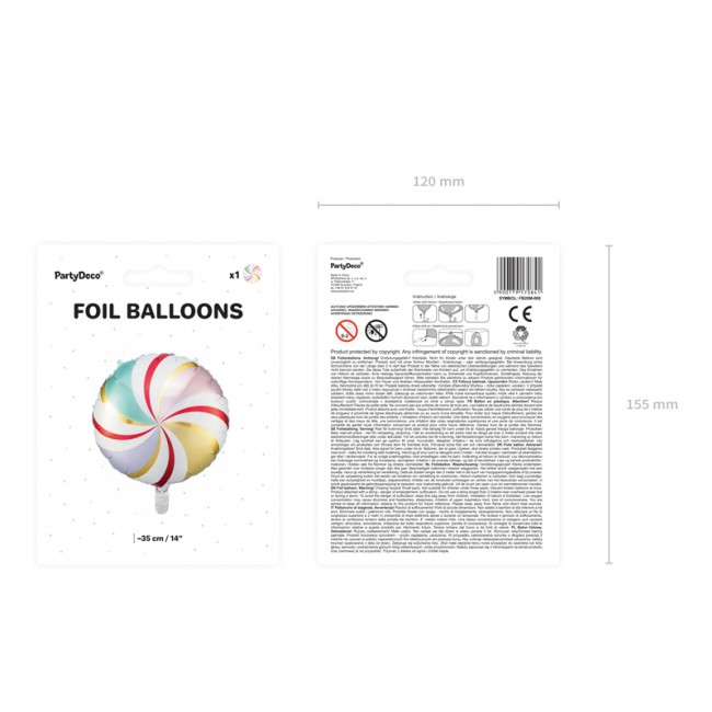 Balon foliowy Party Deco - Cukierek Mix 35 cm