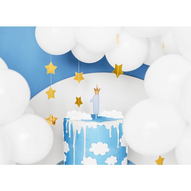 Świeczka urodzinowa Party Deco 9,5 cm - Cyferka 1 jasny niebieski
