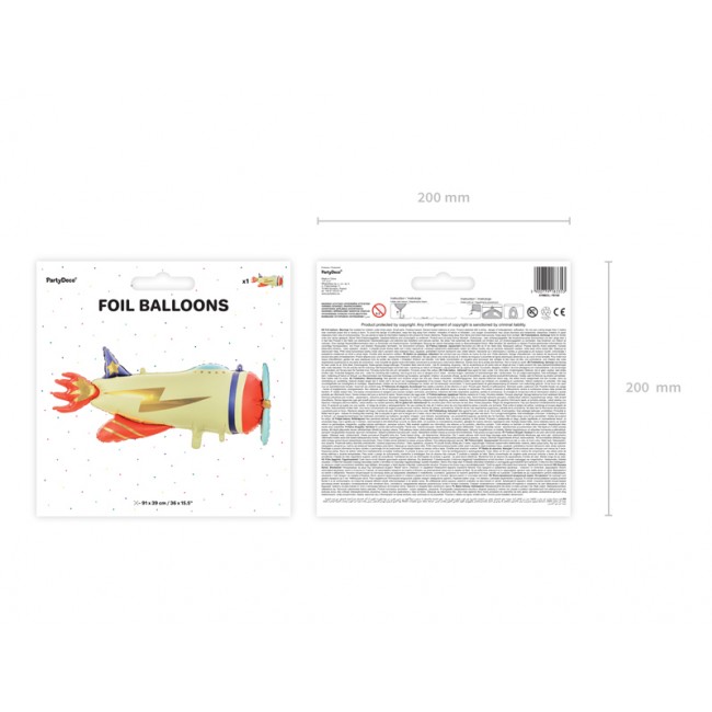 Balon foliowy Party Deco - Samolot 91 x 39 cm