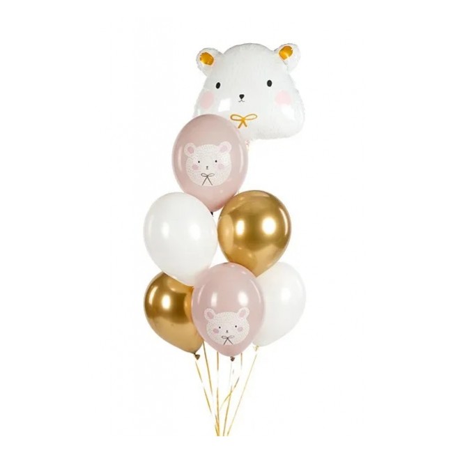Balony 6 szt Party Deco - Miś Polarny 30 cm
