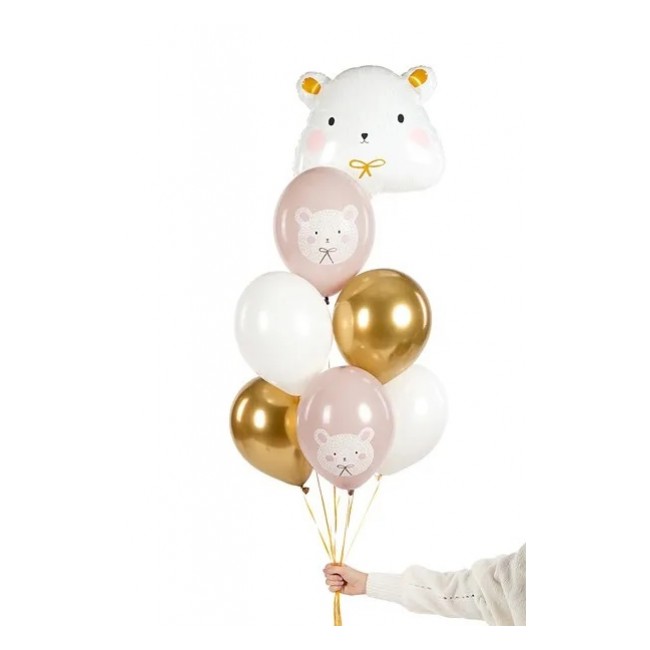 Balony 6 szt Party Deco - Miś Polarny 30 cm