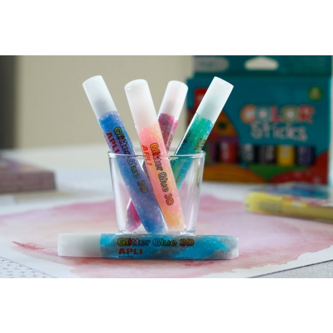 Brokatowy klej ozdobny Apli Kids - 5 fluorescencyjnych kolorów