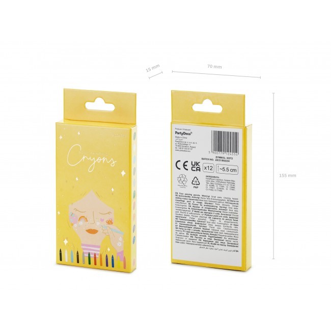 Kredki do malowania twarzy 12 szt. Party Deco