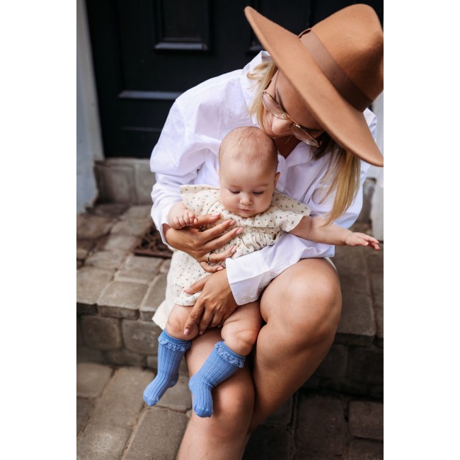 Podkolanówki Mono Baby Mama's Feet - Niebieskie 0-1 lat