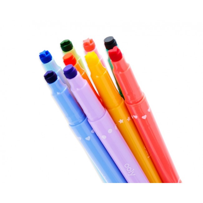 Flamastry dwustronne ze stempelkami Ooly - Confetti Stamp 9 szt.