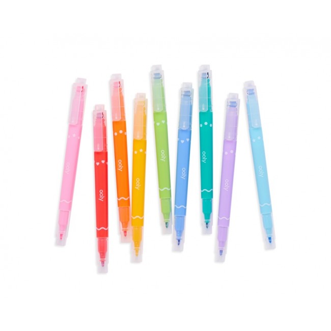 Flamastry dwustronne ze stempelkami Ooly - Confetti Stamp 9 szt.