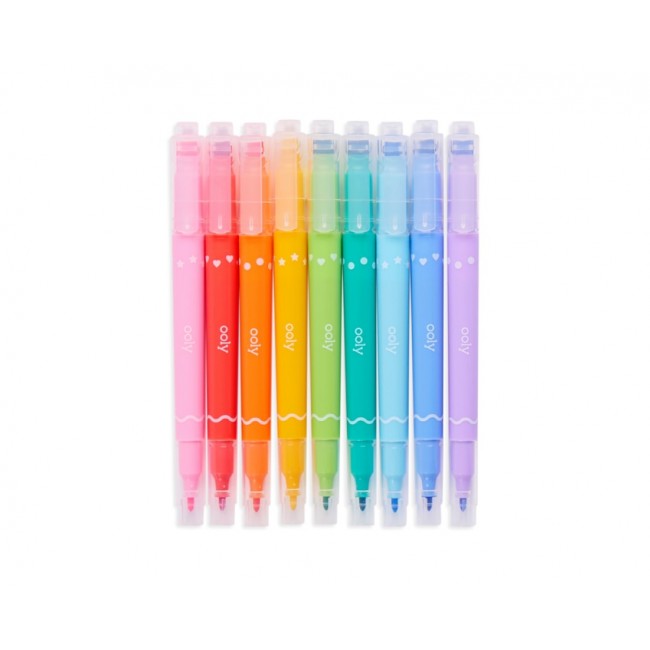 Flamastry dwustronne ze stempelkami Ooly - Confetti Stamp 9 szt.