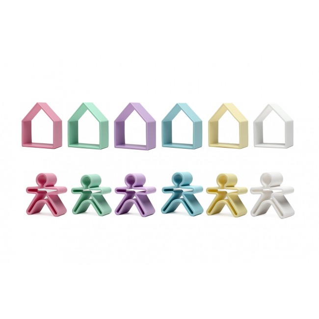 Klocki wielofunkcyjne DENA Kid + House PASTEL - 12 elementów