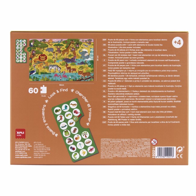 Puzzle obserwacyjne Apli Kids - W dżungli 60 el. 4+