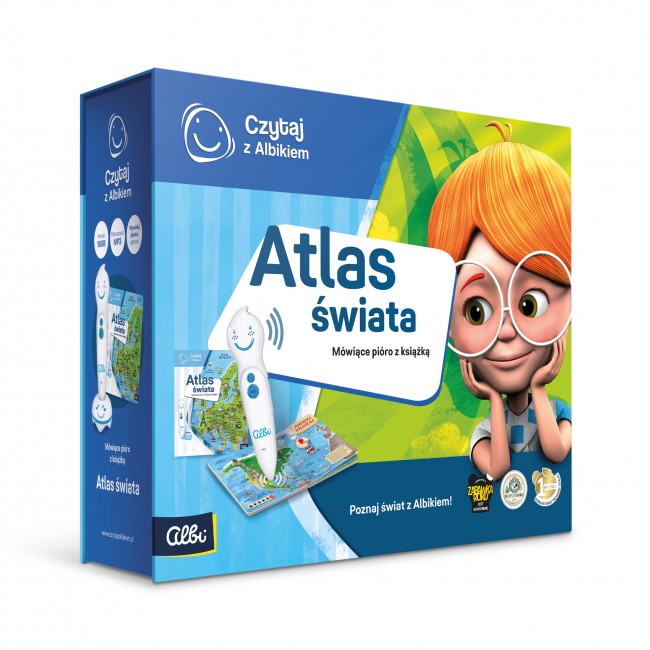Zestaw Atlas Świata Czytaj z Albikiem Albi z piórem