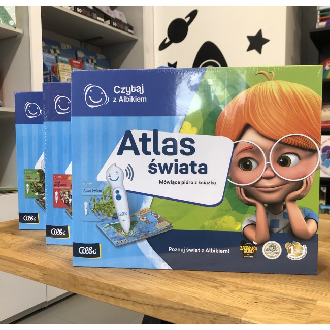 Zestaw Atlas Świata Czytaj z Albikiem Albi z piórem