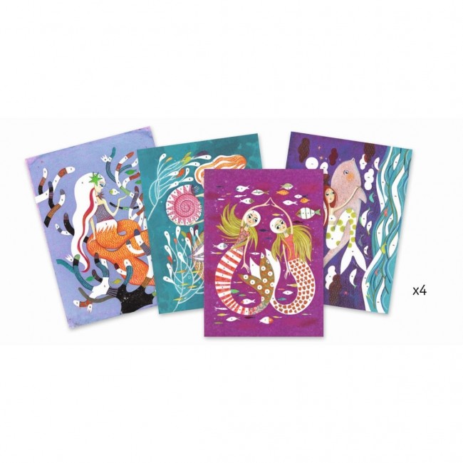 Zestaw artystyczny z brokatem Djeco - Syreny