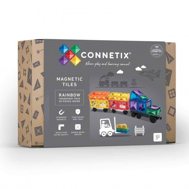 Klocki magnetyczne Connetix - Rainbow Transport Pack 50 el.