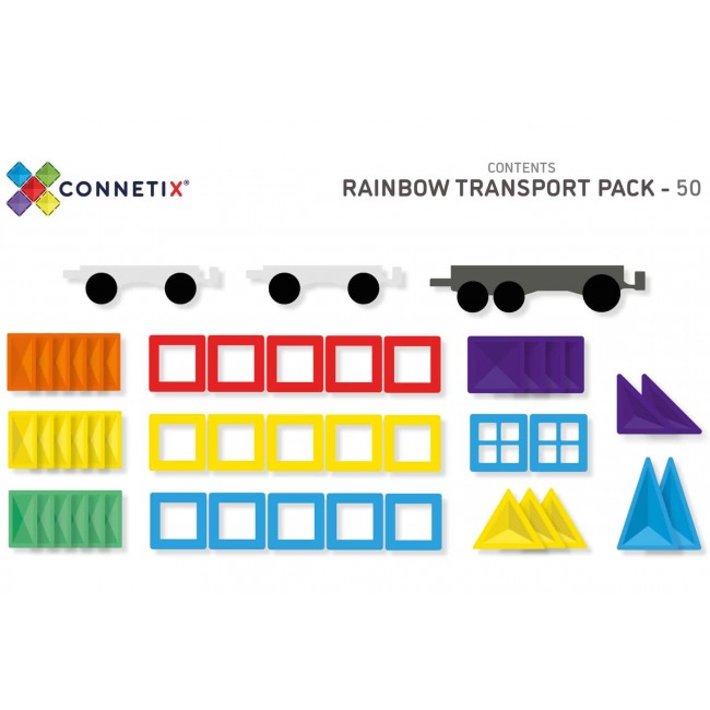 Klocki magnetyczne Connetix - Rainbow Transport Pack 50 el.