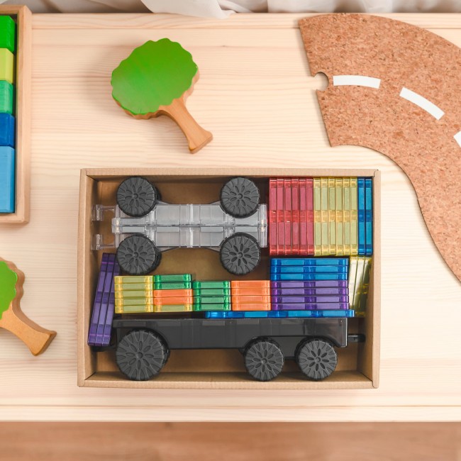 Klocki magnetyczne Connetix - Rainbow Transport Pack 50 el.