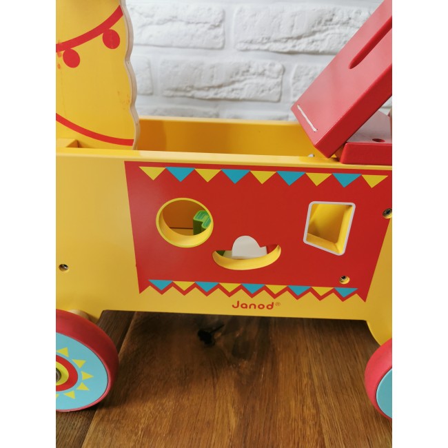 Jeździk i pchacz 2 w 1 z sorterem kształtów Janod - Lama