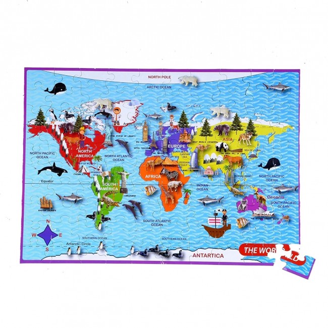 Puzzle w metalowej kuli The Purple Cow - Mapa Świata 100 elementów