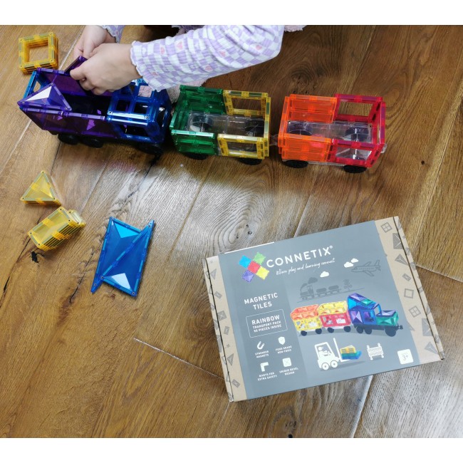 Klocki magnetyczne Connetix - Rainbow Transport Pack 50 el.