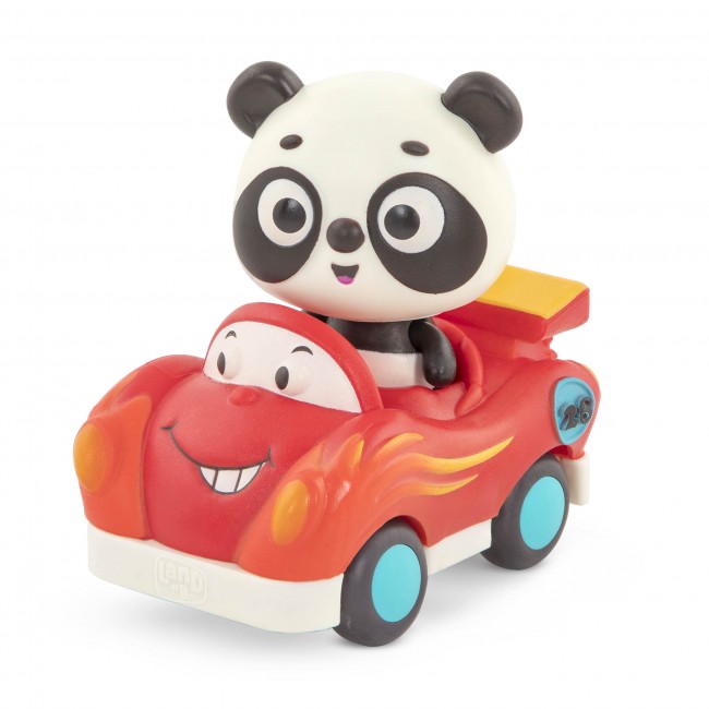 Zestaw 3 miękkich autek sensorycznych z wesołymi pasażerami B. Toys - wyścigówka, motocykl, pick-up