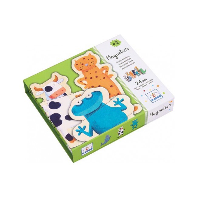 Drewniane Puzzle Magnetyczne Djeco - zwierzątka 24 elementy