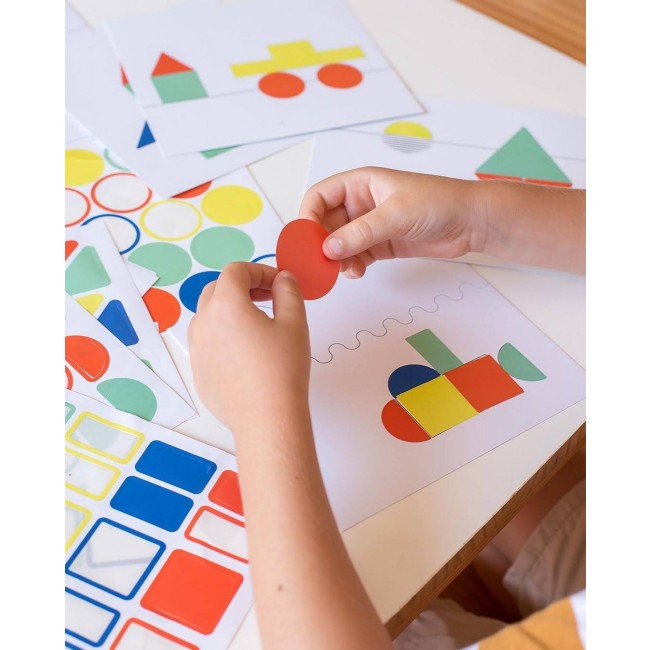 Zestaw z naklejkami geometrycznymi Apli Kids - Pojazdy