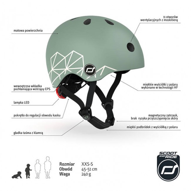 Kask dla dzieci SCOOTANDRIDE XXS-S 1-5 lat - Green Lines