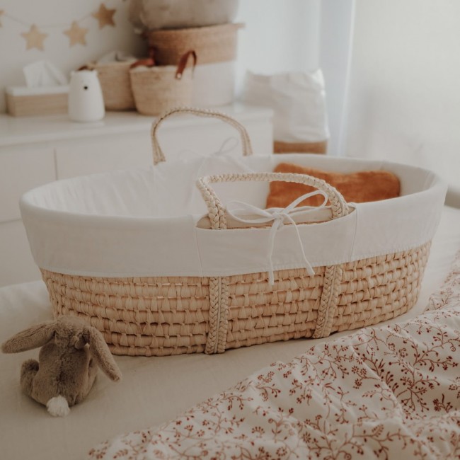 Wyściółka do Kosza Mojżesza AhojBaby - bawełna organiczna biała