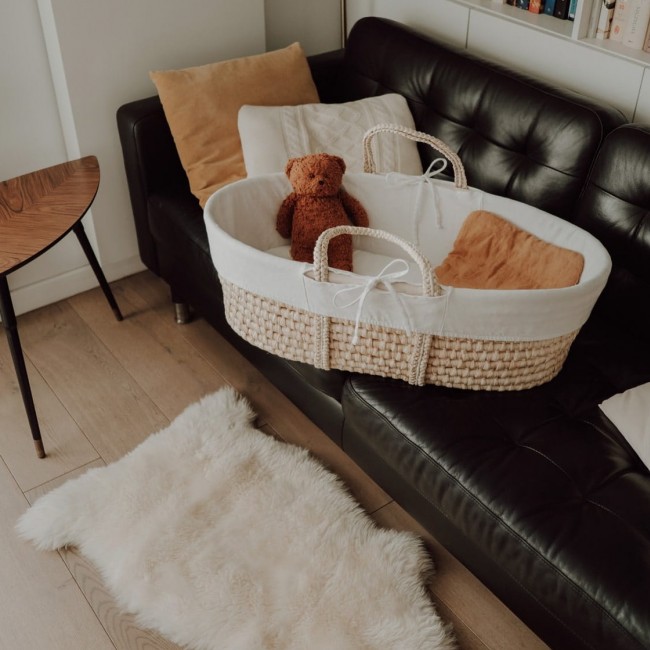 Wyściółka do Kosza Mojżesza AhojBaby - bawełna organiczna biała