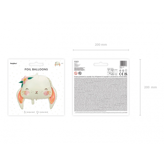 Balon foliowy Party Deco - Królik 65 x 55 cm
